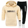 thumbnail image 1 of Nueva chaqueta deportiva de color sólido para hombre, jersey con capucha y pantalones deportivos informales, conjunto de 2 piezas de ropa urbana de polar para hombre, 1 of 4
