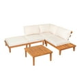 thumbnail image 3 of Christopher Knight Home 5-Piece Outdoor Sectional Set with Coffee Table, Beige Cushions, Teak Finish, 3 of 27