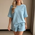 thumbnail image 5 of CAZOFW Womens Pajamas,Short Sleeve Crew Neck Top Shorts Set,Soft Lounge Sleepwear Casual Pjs Sizes M-2X, 5 of 6