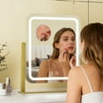 thumbnail image 2 of Odernirror Vanity Mirror with Bluetooth Speaker, Lighted Led Makeup Desk Mirror 5X Magnify, Gold, 2 of 8