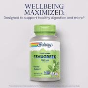 Solaray Fenugreek Seed 1240 mg | Healthy Digestion & Stomach Comfort, Blood Sugar & Lactation Support | 180ct, 90 Serv.