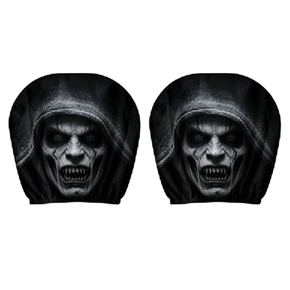 2PCS Dark Style Portrait & Eye Print Car Headrest Cover, Multi Creative Pattern Auto Headrest Protector Interior Decor Accessory,C