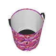 thumbnail image 3 of ZNDUO Round Laundry Basket, Waterproof Collapsible Laundry Baskets with Handles, Medium Size - Purple Cartoon Striped Leaf Pattern, 3 of 8