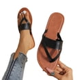 thumbnail image 4 of OKBOP Open Toe flat sandals for women flat T-Bar Slide Flat Arch Flat Heel Arch Support Flatform flat sandals for women, 4 of 5
