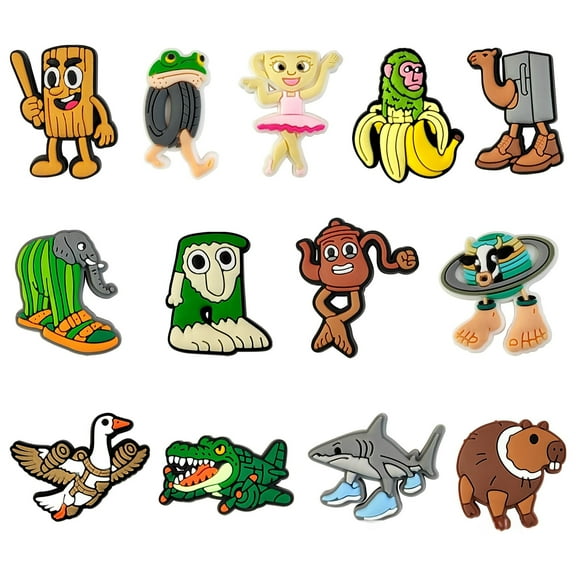 13-Piece Brainrot Tralalero Tralala PVC Shoe Charms Pack, No-Repeat Cute Cartoon Shoes Decorations for Unisex