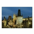 thumbnail image 1 of European Cutting Board, Charles Bridge Tower Dusk Czech Repuclic Prague Architecture Scenes from Europe, Decorative Tempered Glass Cutting and Serving Board, Small Size, Multicolor, by Ambesonne, 1 of 1