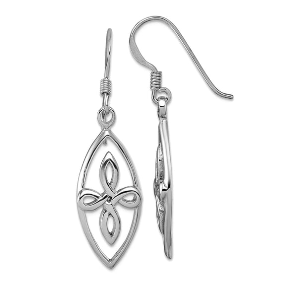 925 Sterling Silver Rhodium Plated Polished Fancy Long Drop Dangle Earrings 35.8x9.8mm Wide Dangle Earring for Women