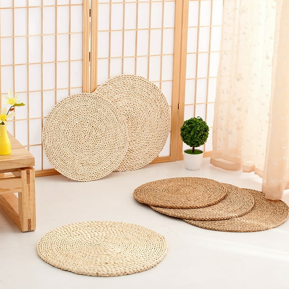SPRING PARK Seat Cushion, Handmade Round Pouf Tatami Cushion Floor Cushions Meditation Soft Yoga Mat for Garden Dining Room Home Decor