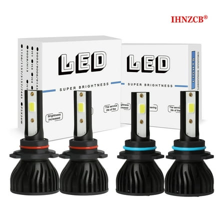 IHNZCB 9005/HB3 9006/HB4 Super White Kit LED Headlight Bulbs High Low Beam Combo 4x