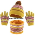 thumbnail image 2 of TMOYZQ 3 Piece Kids Winter Hat Gloves Scarf Sets Knit Hats for Boys Girls Fleece Lined Cold Weather Accessories Knit Caps with Cute Pom Pom, 2 of 5