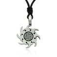 thumbnail image 1 of Celtic Sun Trilogy Silver Pewter Charm Necklace Pendant Jewelry With Cotton Cord, 1 of 1