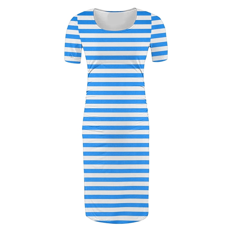 Frwgonr formal Maternity Dress Blue Short Sleeve Bodycon Summer Dress S-XL  - Walmart.com