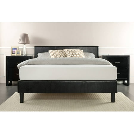 Zinus Faux Leather Platform Bed with Wood Slat Support ...