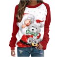 thumbnail image 2 of ICHUANYI Liquidación Camiseta de Blusa Superior con Cuello Redondo y Estampado navideño de Manga Informal para Mujer ICHUANYI WER202308245215, 2 of 5