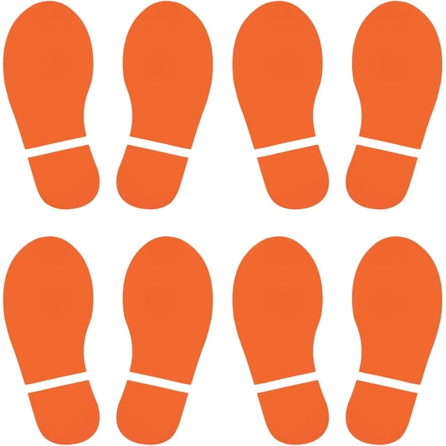 PATIKIL 8x3.3" Footprint Sticker, 4 Pairs PVC Shoes Floor Decal Sign for Class Decor Stair Guide, Orange