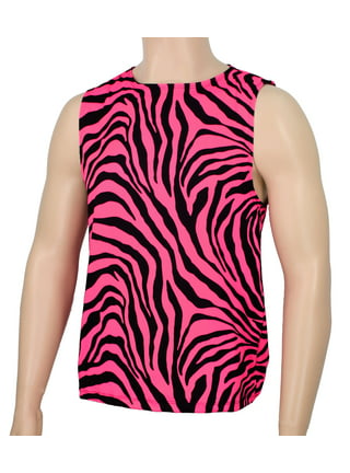  animalworld Zebra Print Sublimated Pink All Over Adult Tank Top  - Medium : Clothing, Shoes & Jewelry