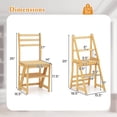 thumbnail image 3 of Costway 3-Step Folding Step Ladder Chair with Bamboo Frame Convertible Ladder Stool Natural, 3 of 10