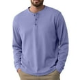 thumbnail image 4 of Resicozy Men's Henley Shirts Long Sleeve Fashion Lightweight Button Plain T-Shirt Casual Basic Tee Top Purple 2XL, 4 of 4