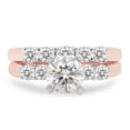 thumbnail image 2 of 1 1/2 ct. t.w Center 6.5MM Round Cut Lab Created Moissanite Diamond 5 Stone Bridal Set Engagement Ring In 14K Rose Gold Over Sterling Silver (G-H Color, VVS1 Clarity, 1.50 Cttw)-5.5, 2 of 8