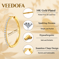 thumbnail image 3 of VEEDOFA 14K Gold Plated CZ Hoop Earrings for Women, Lightweight 20/30/40mm Hoops, 3 of 7
