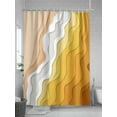 thumbnail image 5 of Fsddascl Yellow Coastal Beach Shower Curtain Set - 60" x 72" Washable Bathtub Curtain with 12 Hooks, Farmhouse Simple Sea Waves Lines Waterproof Fabric Stall Shower Curtains for Bathroom/Bathtub, 5 of 6