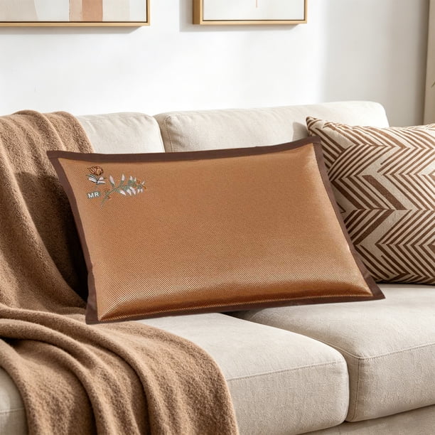 Funda de almohada de ratán refrescante con seda de hielo, funda de almohada transpirable de verano de doble cara, lavable a máquina para dormir fresco