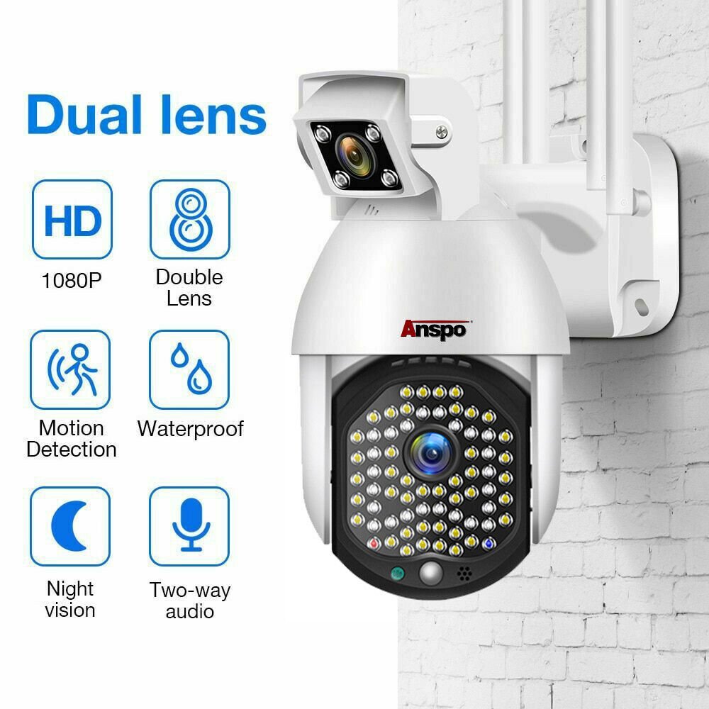 Dual Lens HD 1080P WiFi IP Camera Wireless Outdoor CCTV PTZ Home