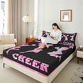 thumbnail image 4 of Castle Fairy Cheer Cheerleader Girl 4 Pieces Queen Sheet Sets,Black Pink Ultra Soft Flat Sheet,Abstract Gradient Queen Fitted Sheet,Super Cozy Room Decor, 4 of 7