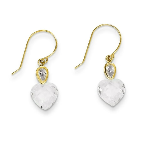 Heart Chandelier Earrings 14k Yellow Gold Clear Cubic Zirconia Cz Heart Drop Dangle Chandelier Earrings Love Gifts For Women For Her ()