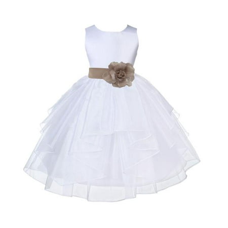 - Ekidsbridal Formal White Shimmering Organza Flower Girl Dresses Wedding Pageant Special Occasions Dresses Junior Toddler Holy Baptism Communion Reception Recital Birthday Girl Party 4613S