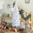 thumbnail image 2 of HOMCOM 6ft Tall Pencil Artificial Christmas Tree with Steel Base, White, 2 of 10