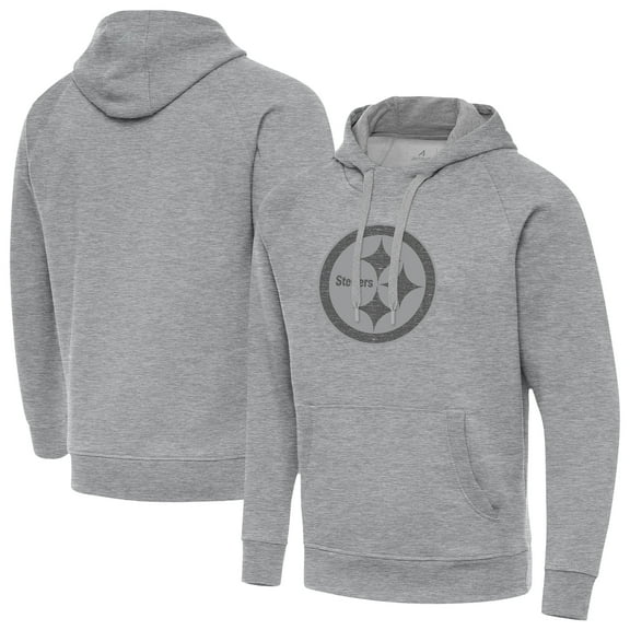 Men's Antigua Heather Gray Pittsburgh Steelers Victory Hoodie
