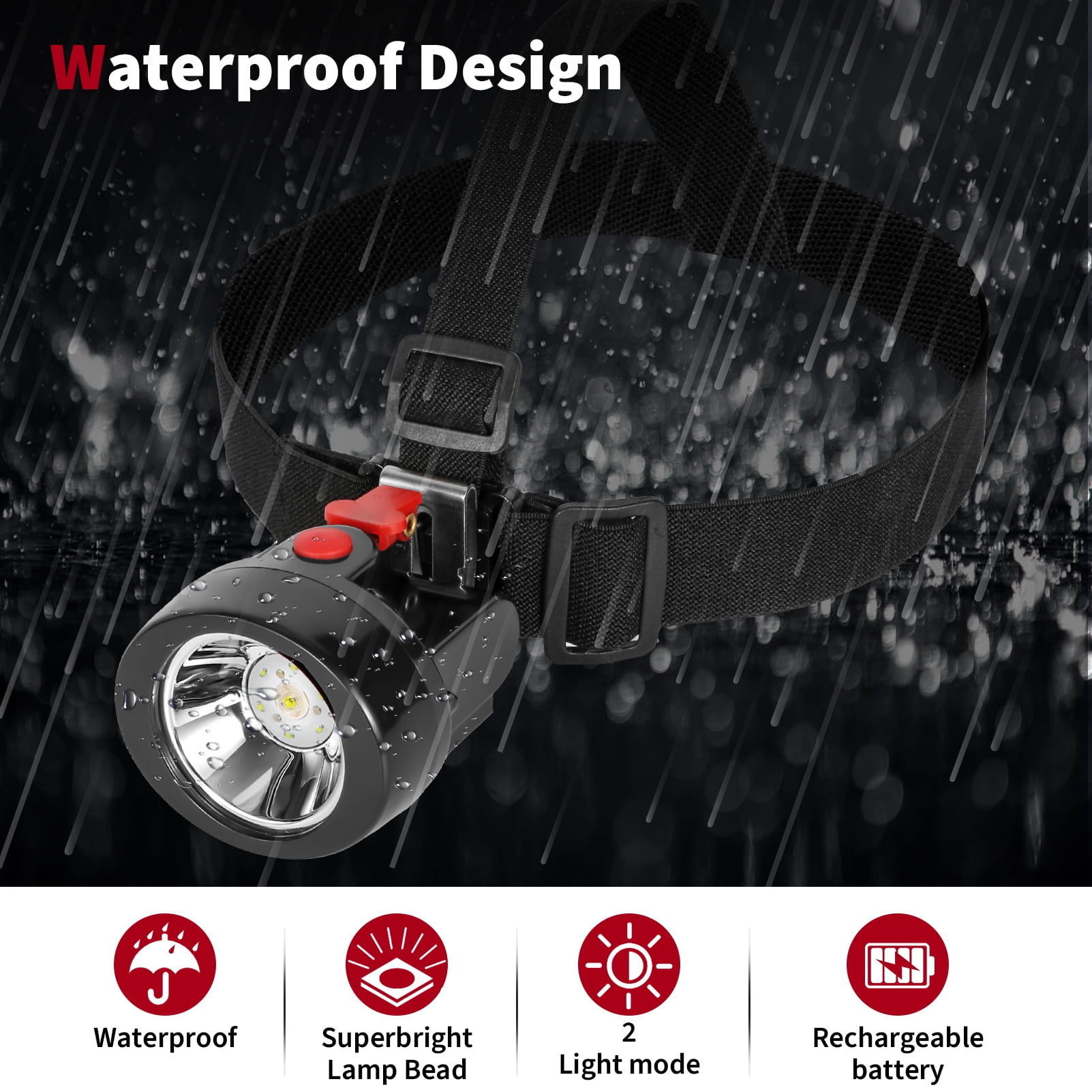 Hunting Friends Coon Hunting Lights Waterproof Mining Light Explosion Proof Miners Headlamp Rechargeable Headlight Flashlight for Mining Coal Night Fishing Hunting Camping