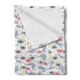 thumbnail image 2 of Paisley Soft Flannel Fleece Throw Blanket, Pink and Grey Flowers Leaves Wildflowers Watercolor Floral Pattern, Cozy Plush for Indoor and Outdoor Use, 50" x 60", Yellow White Grey, by Ambesonne, 2 of 5