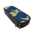 thumbnail image 6 of Vsdgher Dino Playing Roller Skate Print Pen Case Leather Pencil Pouch Markers Holder Big Capacity Bag with Zippered Pocket for Stationery Tool, 6 of 6