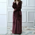 thumbnail image 2 of HAPIMO Women's Robes Soft Sleepwear Cotton Plush Robe Warm Fleece Bathrobe Ankle Length Long Winter Bath Robes Nightgown Wine M, 2 of 6