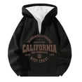 thumbnail image 3 of MHFRRA Sudadera con Capucha y Cremallera de Un Cuarto con Estampado de Letras, Cómoda y Casual, Interior Suave para Uso Diario Negro, 3 of 3
