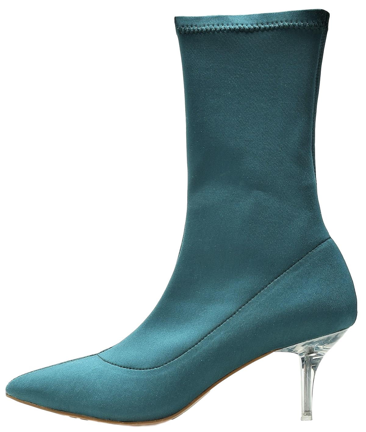 teal booties heels