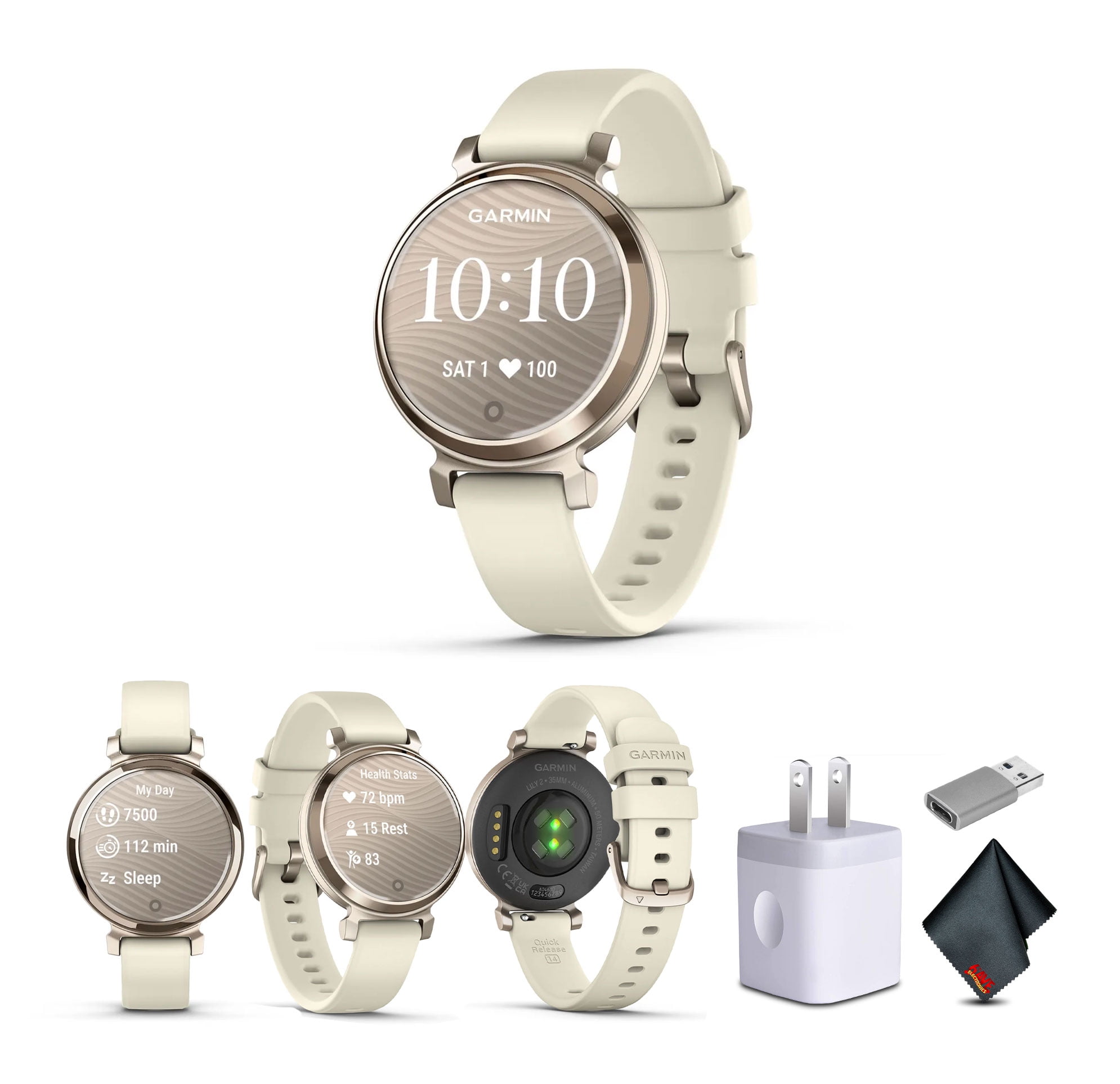 Garmin Lily™ Fitness Smartwatch, Rose Gold Bezel, Light Sand Case