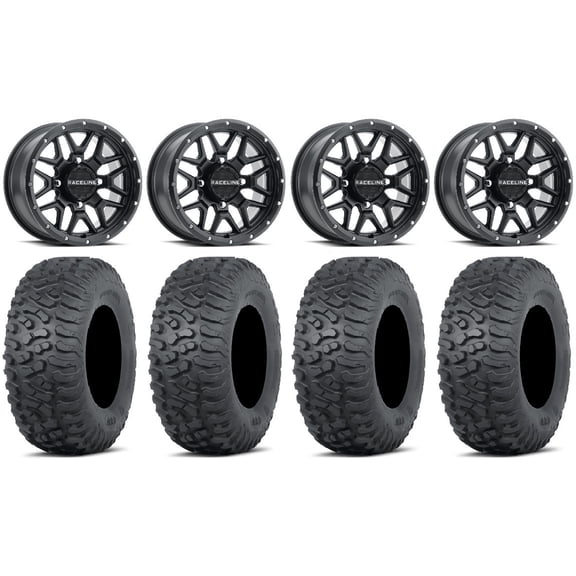 Raceline Krank 14" Wheels Black 32" Terra Hook Tires Polaris RZR XP 1000 / PRO XP / Ranger XP 900/1000