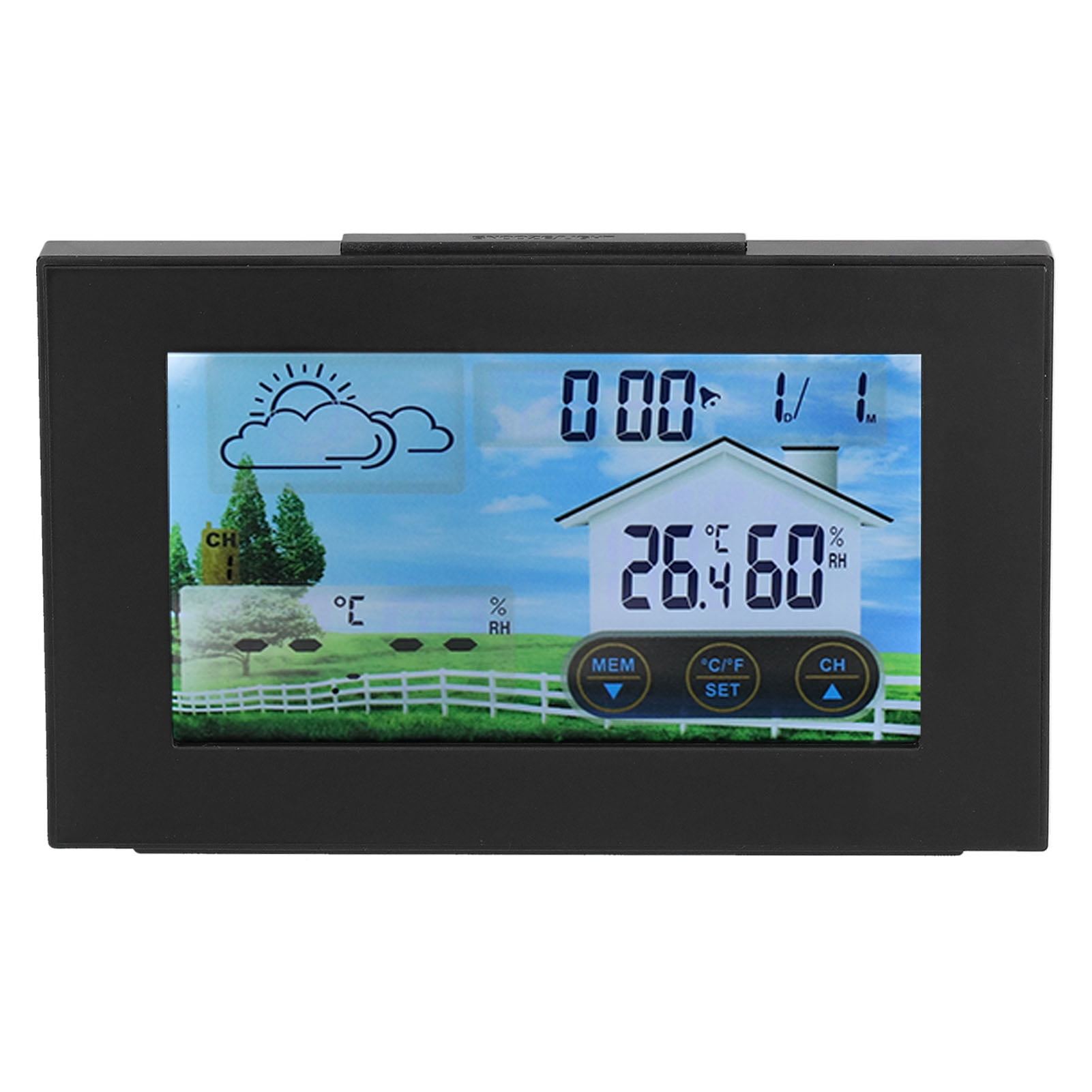 YAHHU Weather Station with Color Touch Screen, Wireless Indoor Outdoor Thermometer Hygrometer Alarm Clock (5.9 inches / 15 cm)