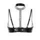 thumbnail image 3 of Womens Wet Look Patent Leather Lingerie Halter Neck Adjustable Spaghetti Shoulder Straps Open Cups Wire-free Shelf Bra Top, 3 of 5