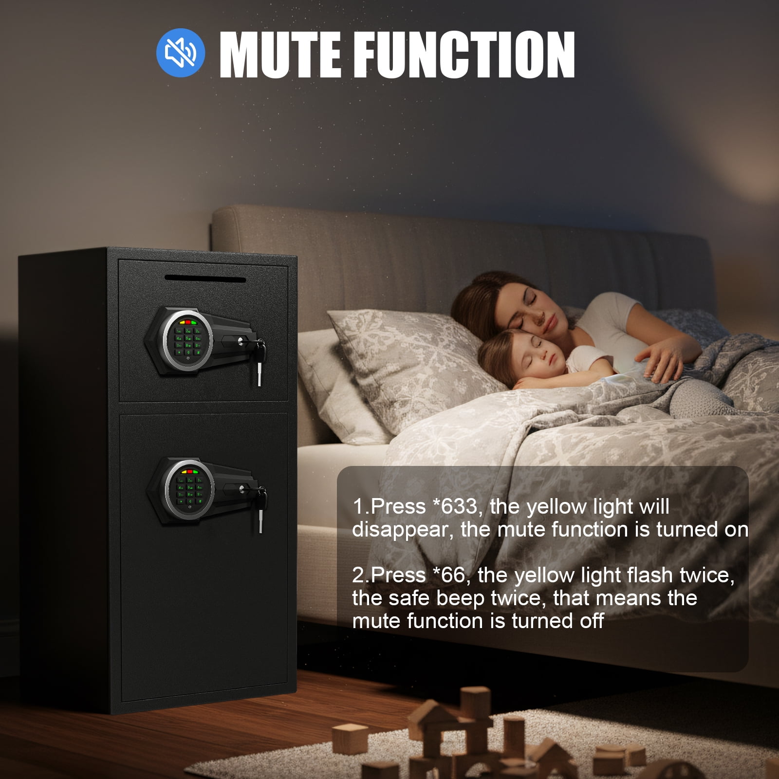 Riflewell Large Safe Box, Household Low-Carbon Steel Safe, Digital Keypad Home Safe With Deposit Slot, Personal File Safe, Dual Alarm And Silent Mode, Height 29.6"