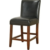 HomePop 24" Luxury Black Faux Leather Barstool