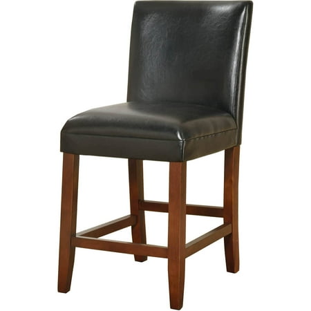 24" Faux Leather Luxury Counter Stool Black - HomePop