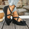 thumbnail image 6 of Women's Bowknot Suede Dress Ballet Flats Low Wedge Pointed Toe Slip On Loafers with Elastic Ankle Strap Casual Dress Shoes White Size 7.5, 6 of 9