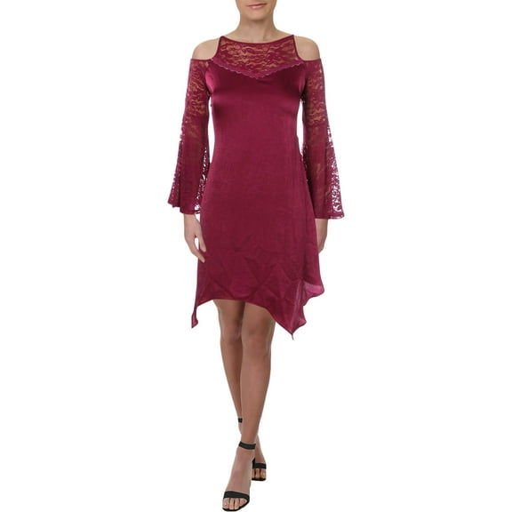 The Edit Womens Asymmetric Cold Shoulder Party Dress Pink S