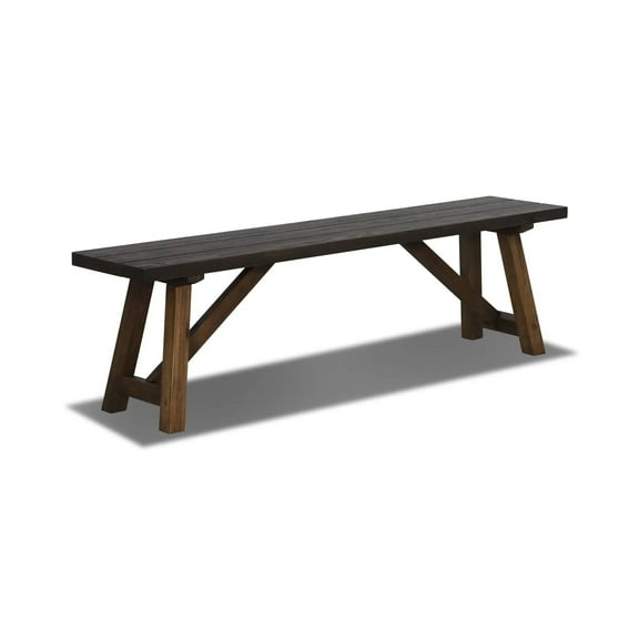 Grain Wood Furniture Cascais Solid Wood Bench with Farmhouse Base in Brown Oak Top and Base
