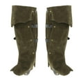thumbnail image 2 of Fundas para botas de disfraz impermeables Yinane Caballero Guerrero Steampunk polainas medievales botas de cuero de imitación renacentista verde Cubrebotas Pirata, 2 of 8