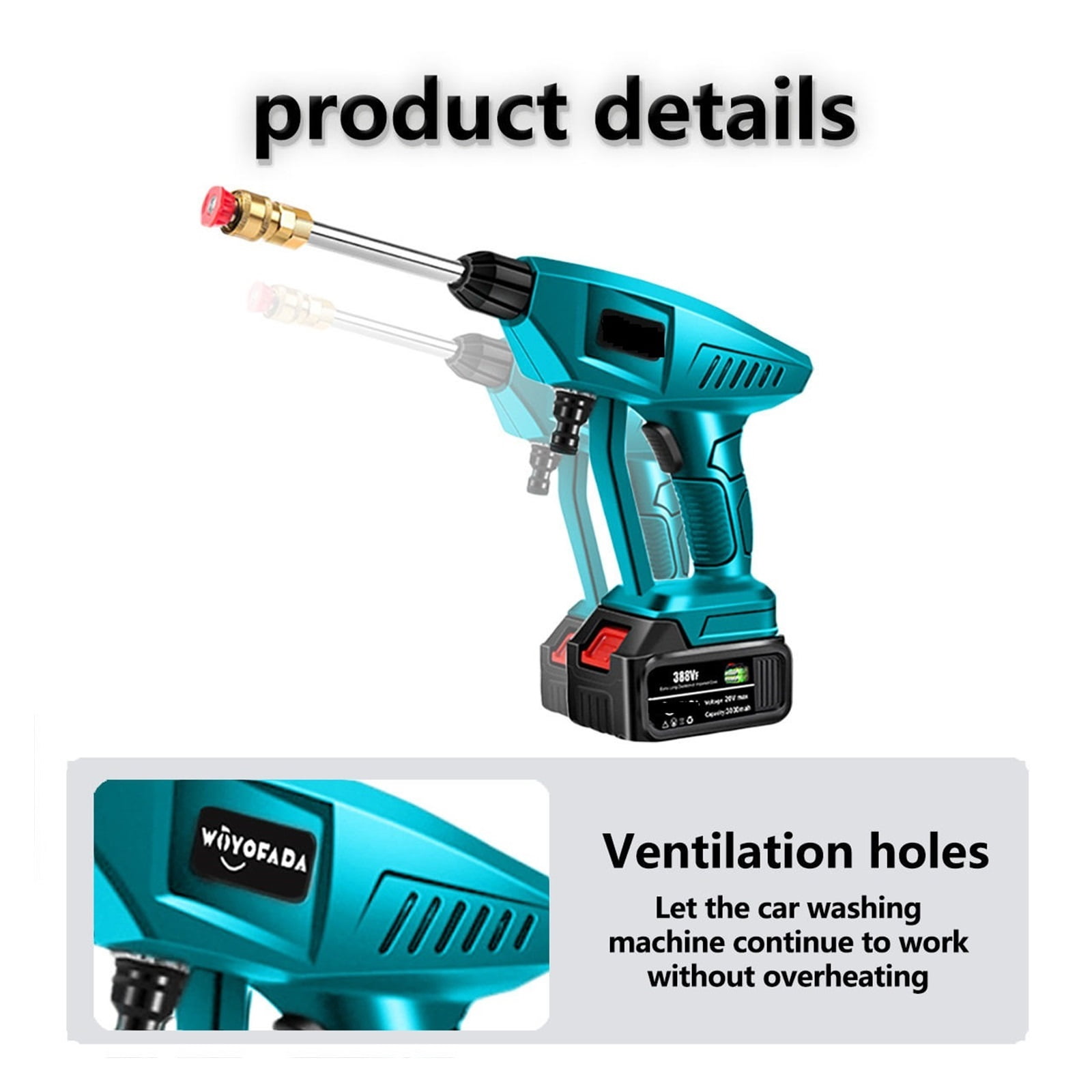 High Pressure Car Washer Water Gun Portable Pressure Washer Cordless Car Washing Machine Cleaner With Box For 18V Battery ,Effortless cleaning